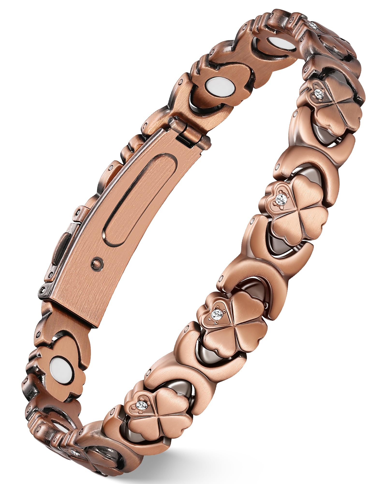 Feraco brazalete magnético de cobre puro visto de frente para uso diario.