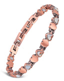Feraco brazalete magnetico de cobre con turquesa e heliotropo, estilo diario y elegante.
