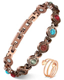 Feraco brazalete magnético de cobre con turquesa para uso diario elegante