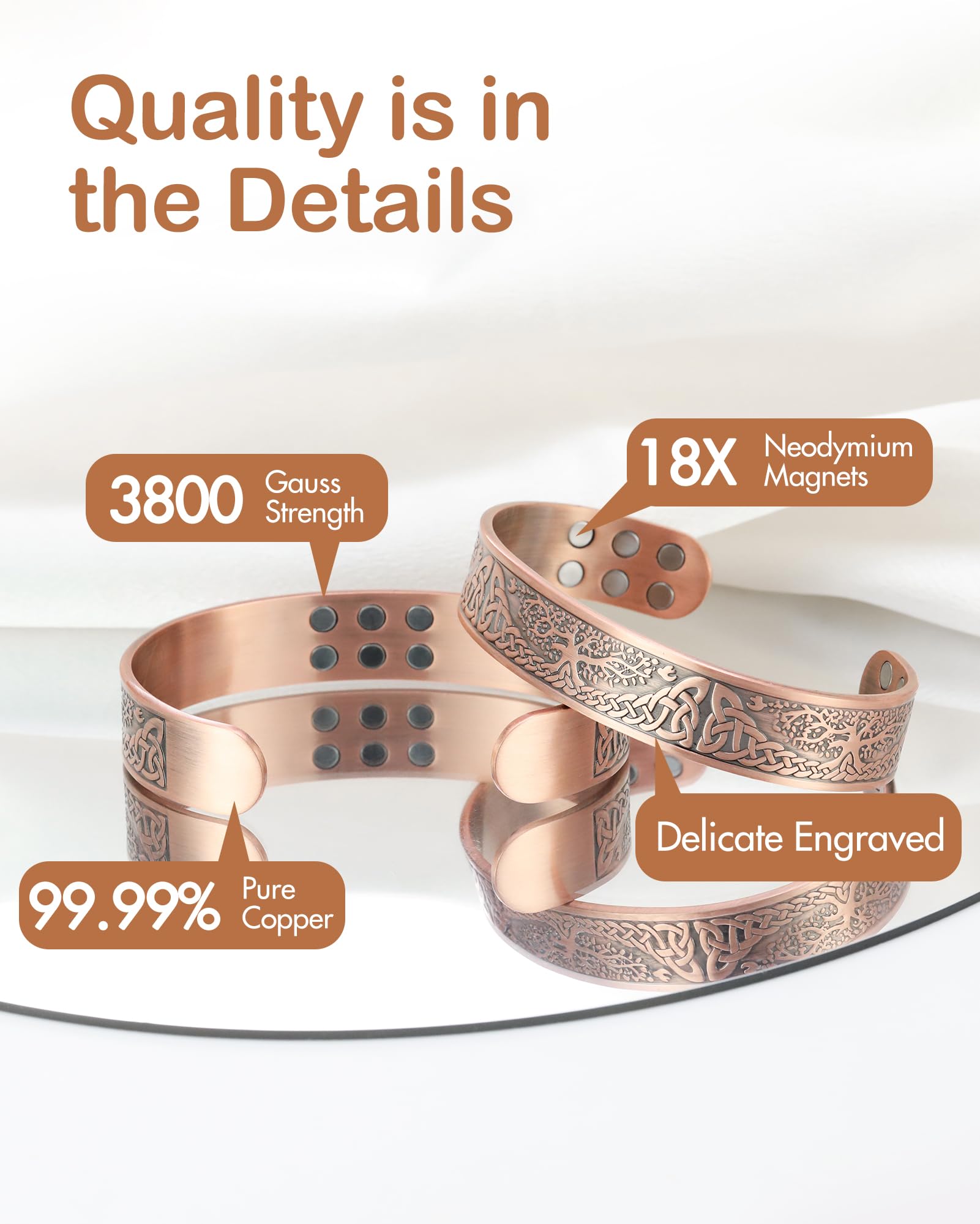 Feraco caja regalo para brazalete de cobre, presentación premium.