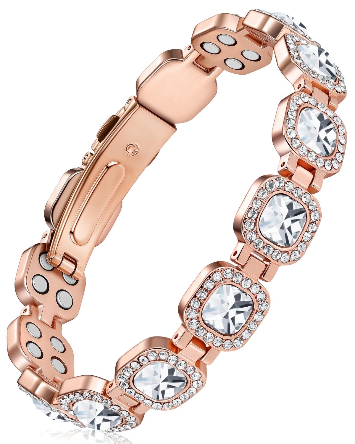Feraco brazalete de cobre con imanes potentes y cristales austríacos para uso diario.