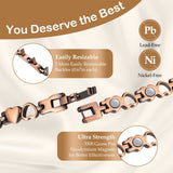 Feraco cobre puro 99.99% visible en pulsera, ideal para piel sensible.