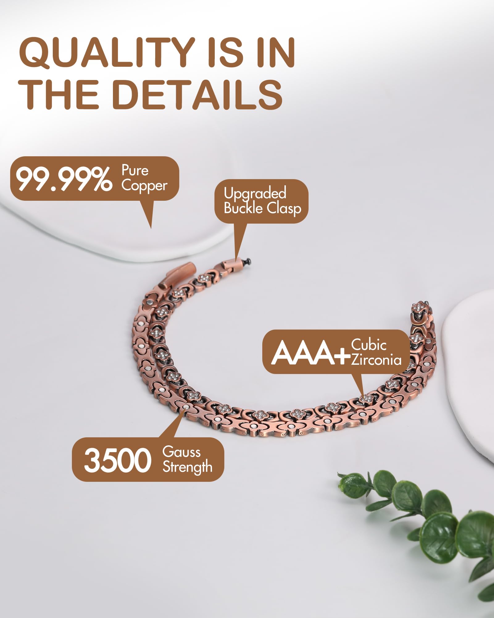 Feraco collar magnético con imanes de 3500 gauss para potencia estable.