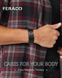 Feraco brazalete magnético presentado en empaque elegante como regalo.