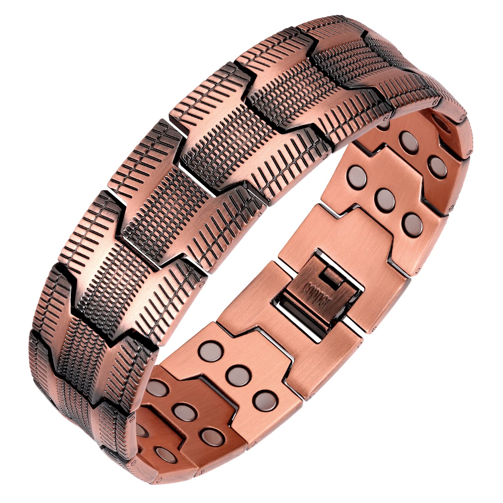 Pulsera Feraco de cobre con 3x imanes para estilo y bienestar.