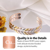 Textura de cobre 99.99% en pulsera Feraco, material hipoalergénico.