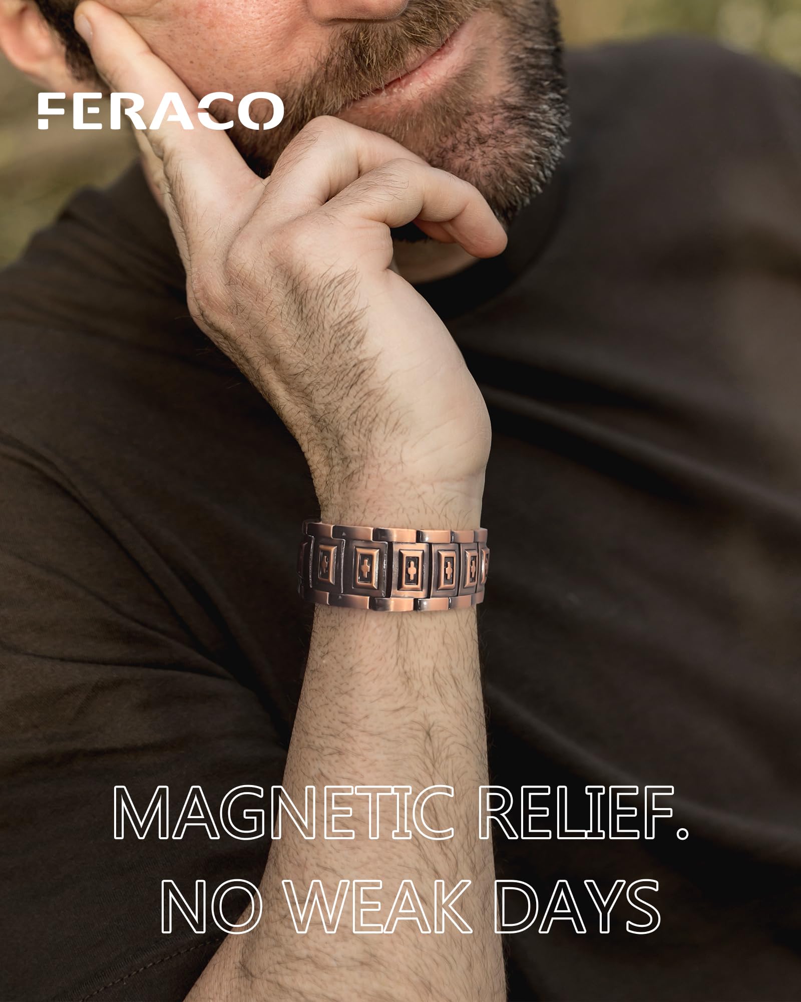 Ajuste cómodo de 23 cm en la pulsera Feraco con herramienta incluida.