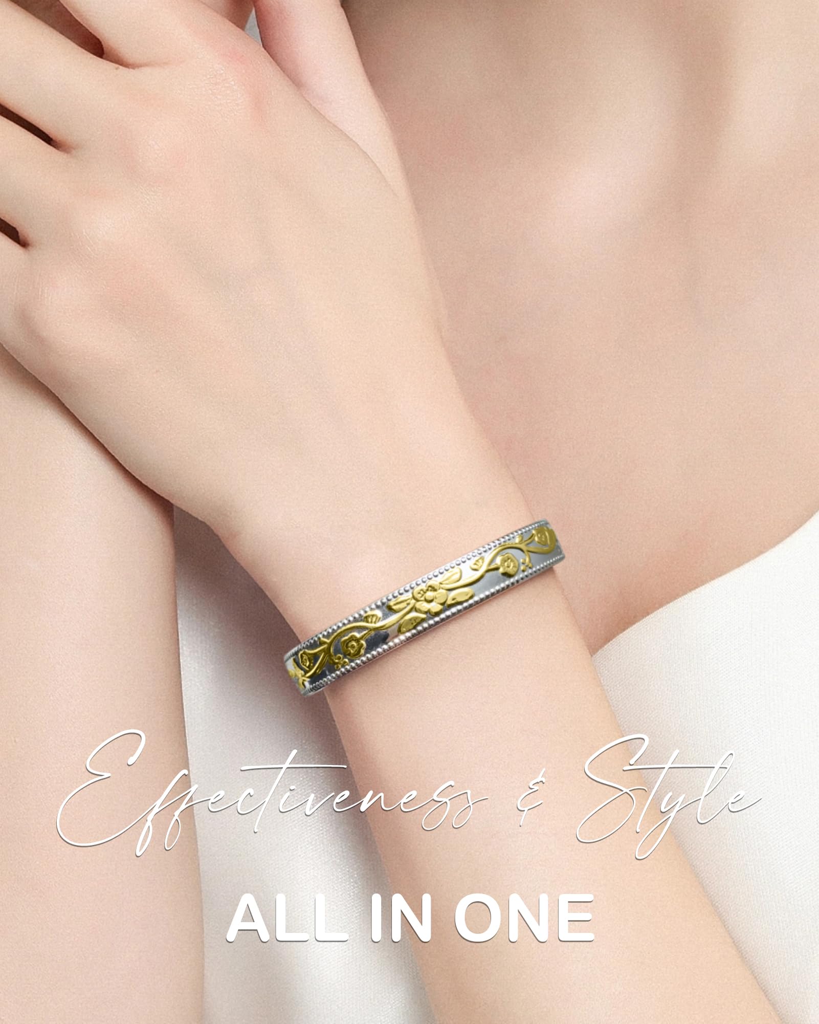 Feraco pulsera cobre ajuste abierto, longitud 172 mm para muñecas.