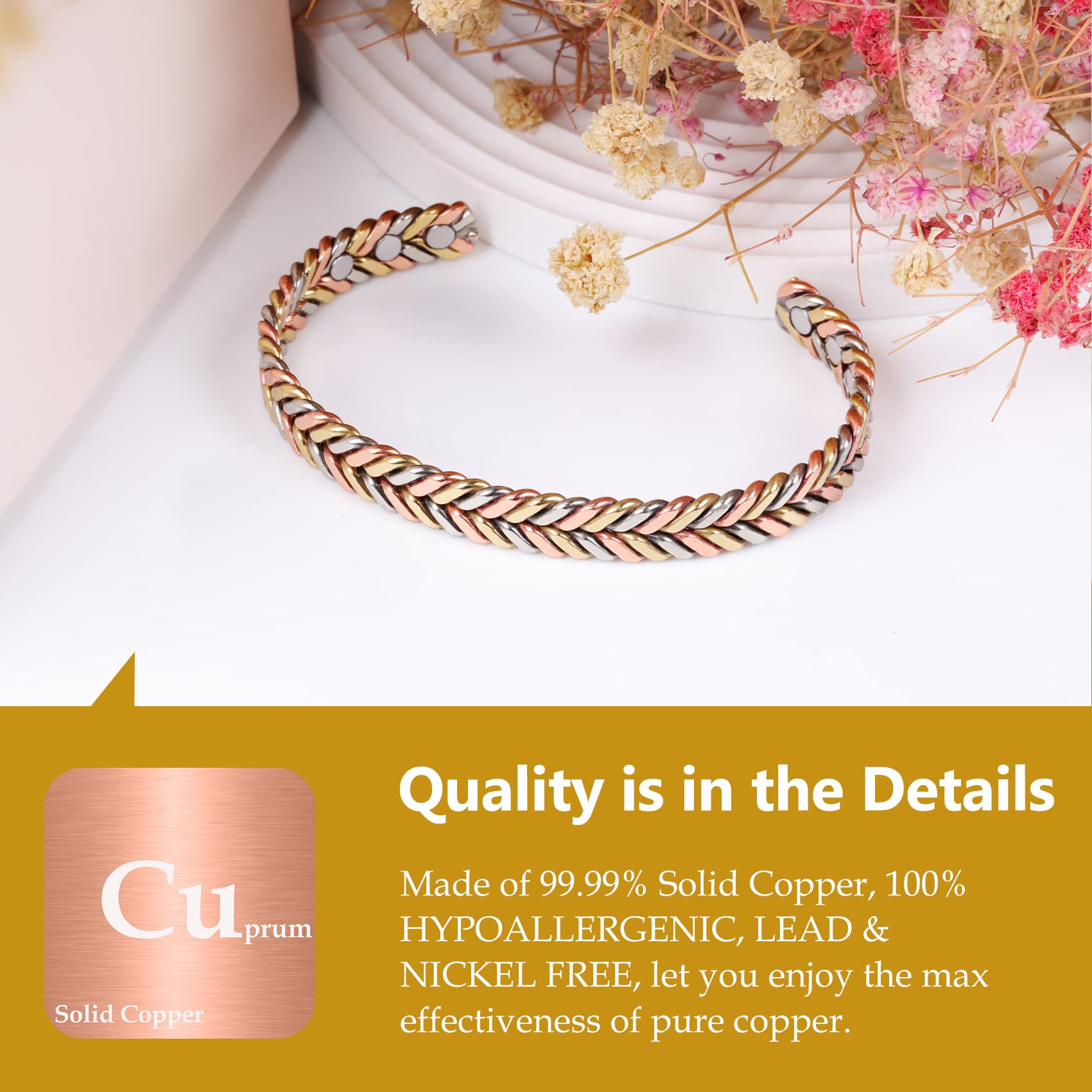 Feraco pulsera cobre caja regalo elegante, regalo perfecto para ocasiones especiales.