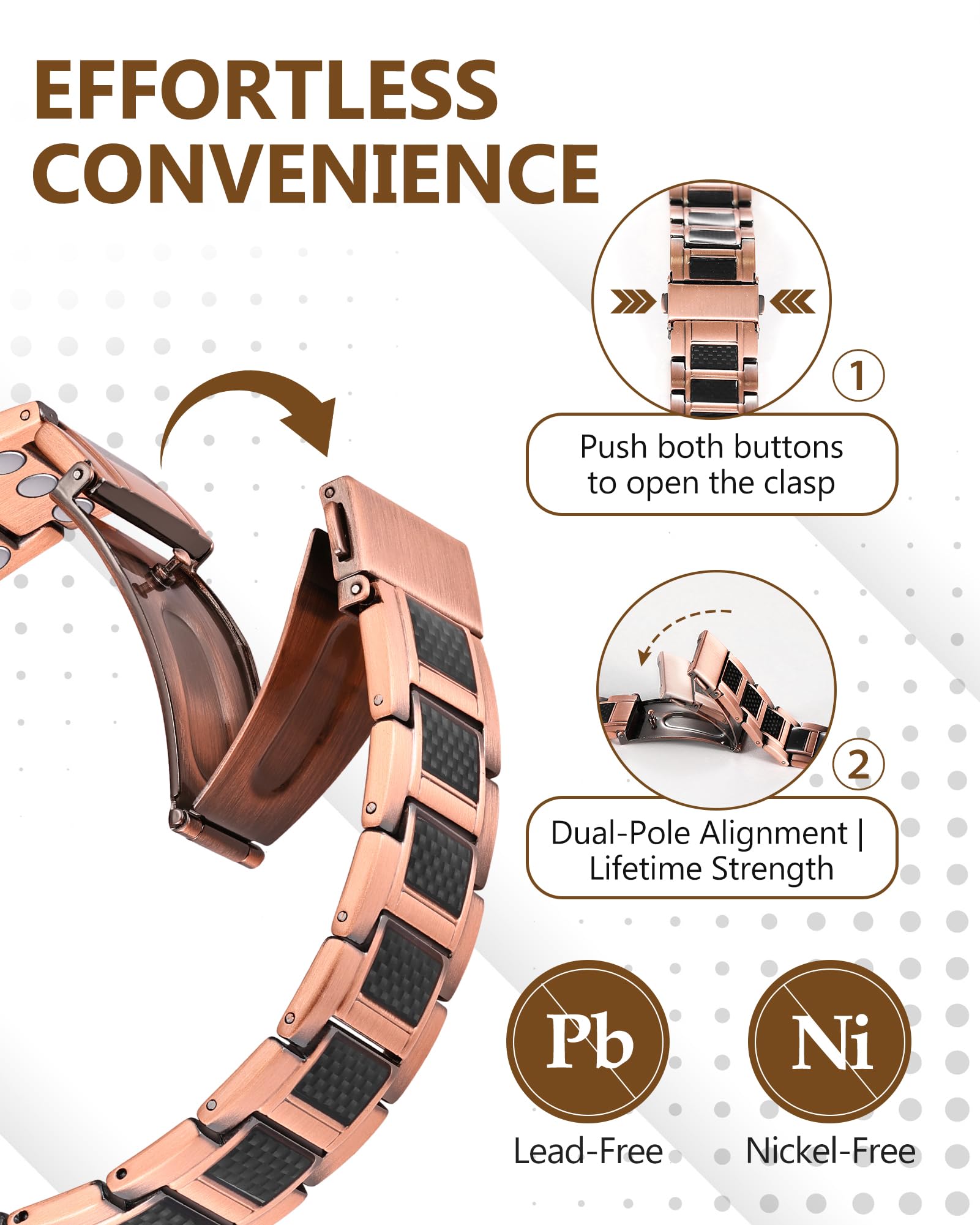 Empaque regalo Feraco, pulsera de cobre en caja elegante.