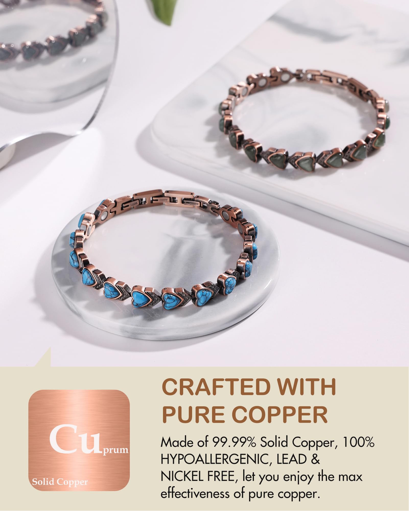 Feraco pulsera con motivo de corazón y aventurina para amor propio