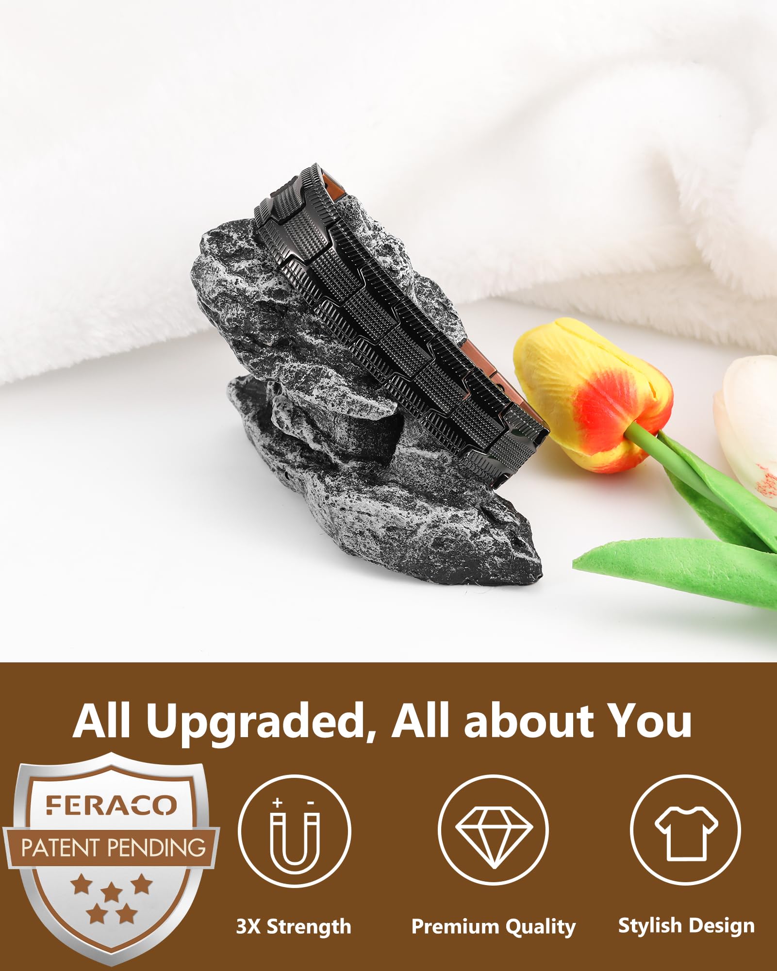 Feraco pulsera cobre con magnetos 3800 Gauss para mayor balance diario.