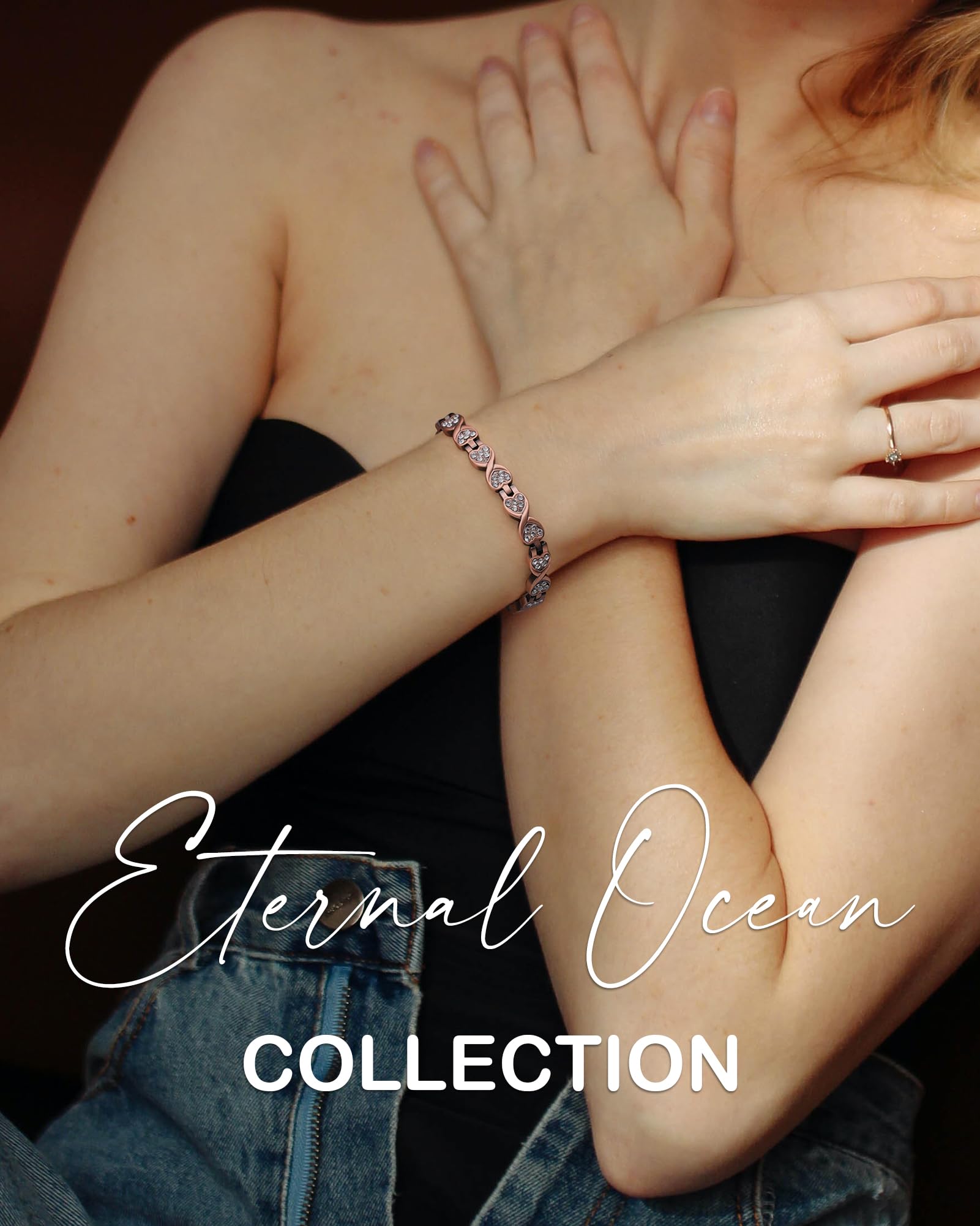 Detalle zirconia en Feraco pulsera, brillo sutil.