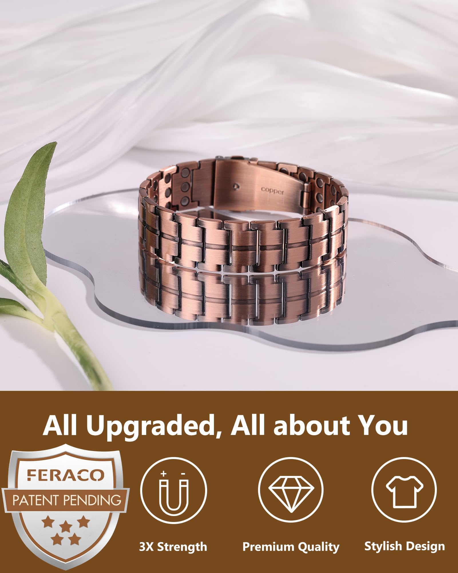 Diseño clásico de la pulsera Feraco en cobre para ocasiones