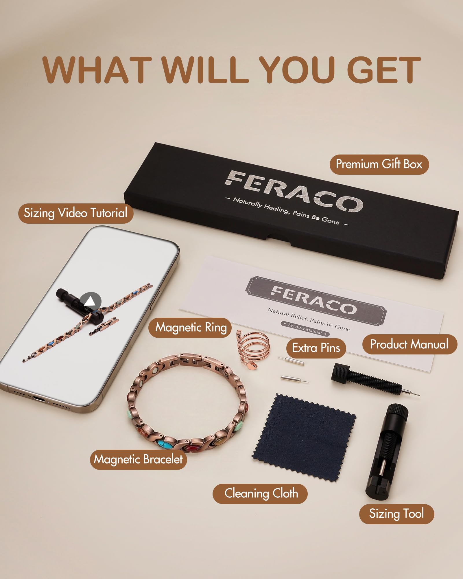 Feraco pulsera cobre diseño infinito bohemio para combinar en cualquier ocasión.