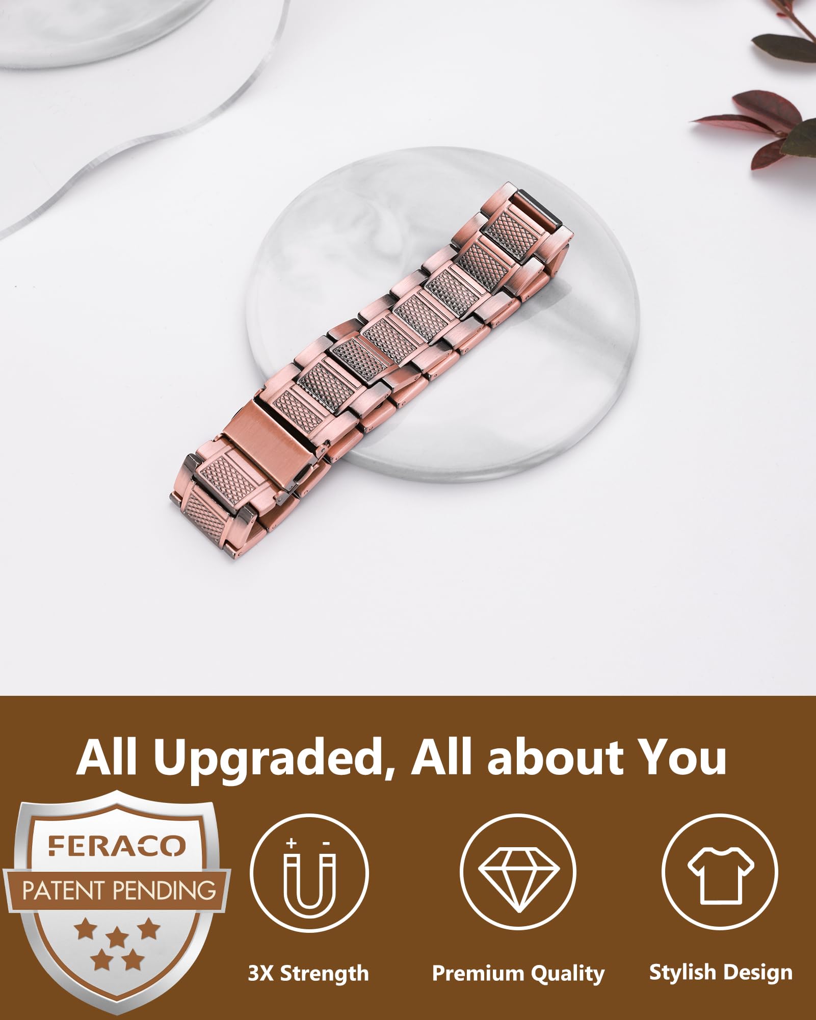 Logotipo Feraco en la pulsera, toque elegante para ocasiones.
