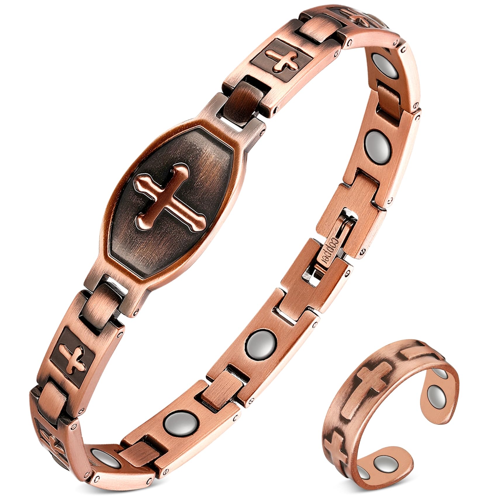Pulsera magnética Feraco de cobre 3500 gauss con cierre robusto para uso diario