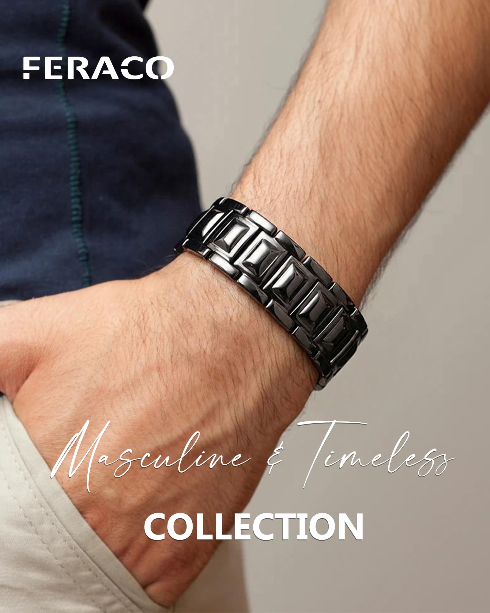 Pulsera magnética Feraco con 57 imanes de 3800 Gauss para uso diario.