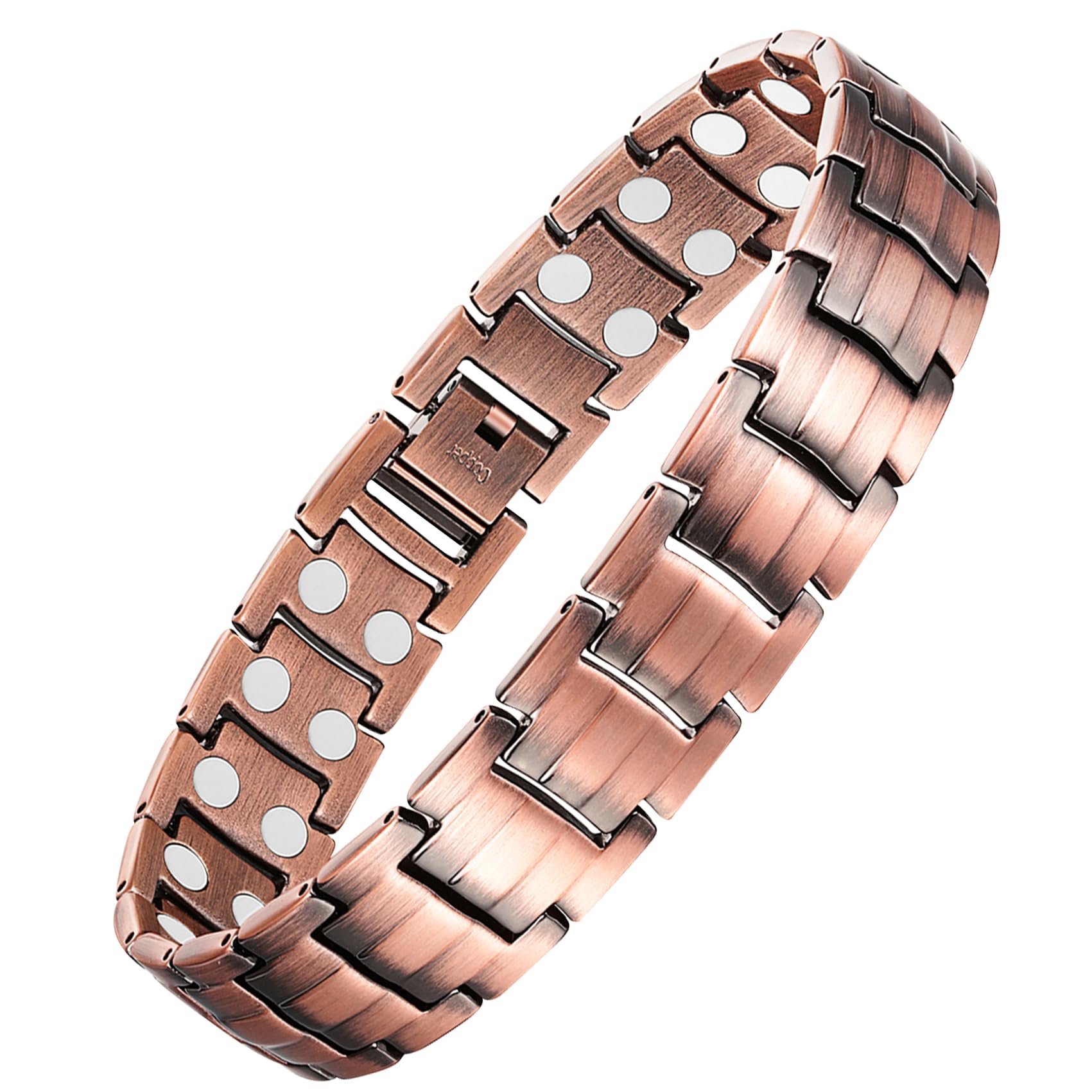Pulsera magnética Feraco de cobre con doble fila para uso diario y estilo masculino.