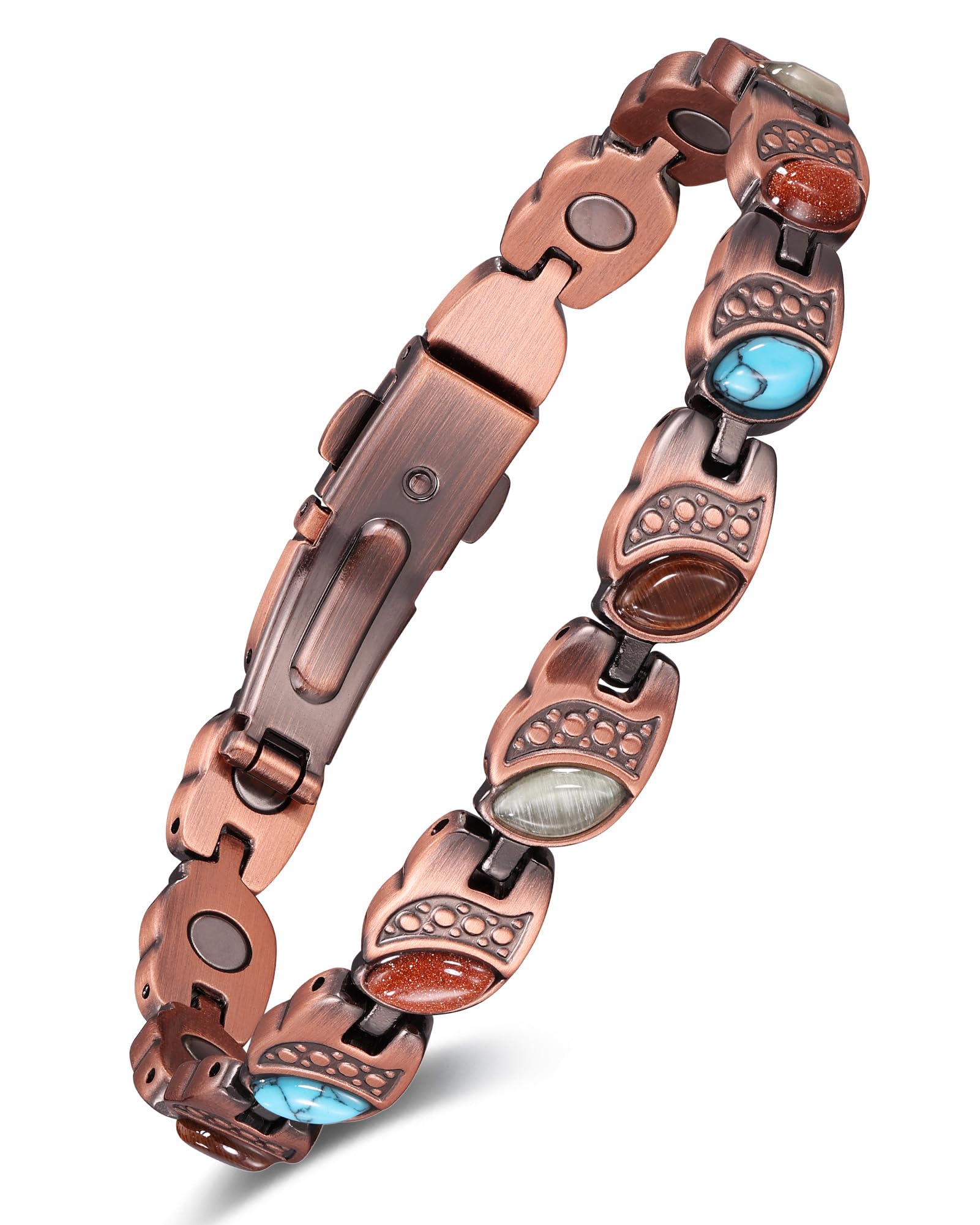 Pulsera Feraco de cobre magnética: diseño infinito bohemio y turquesa para cualquier ocasión.