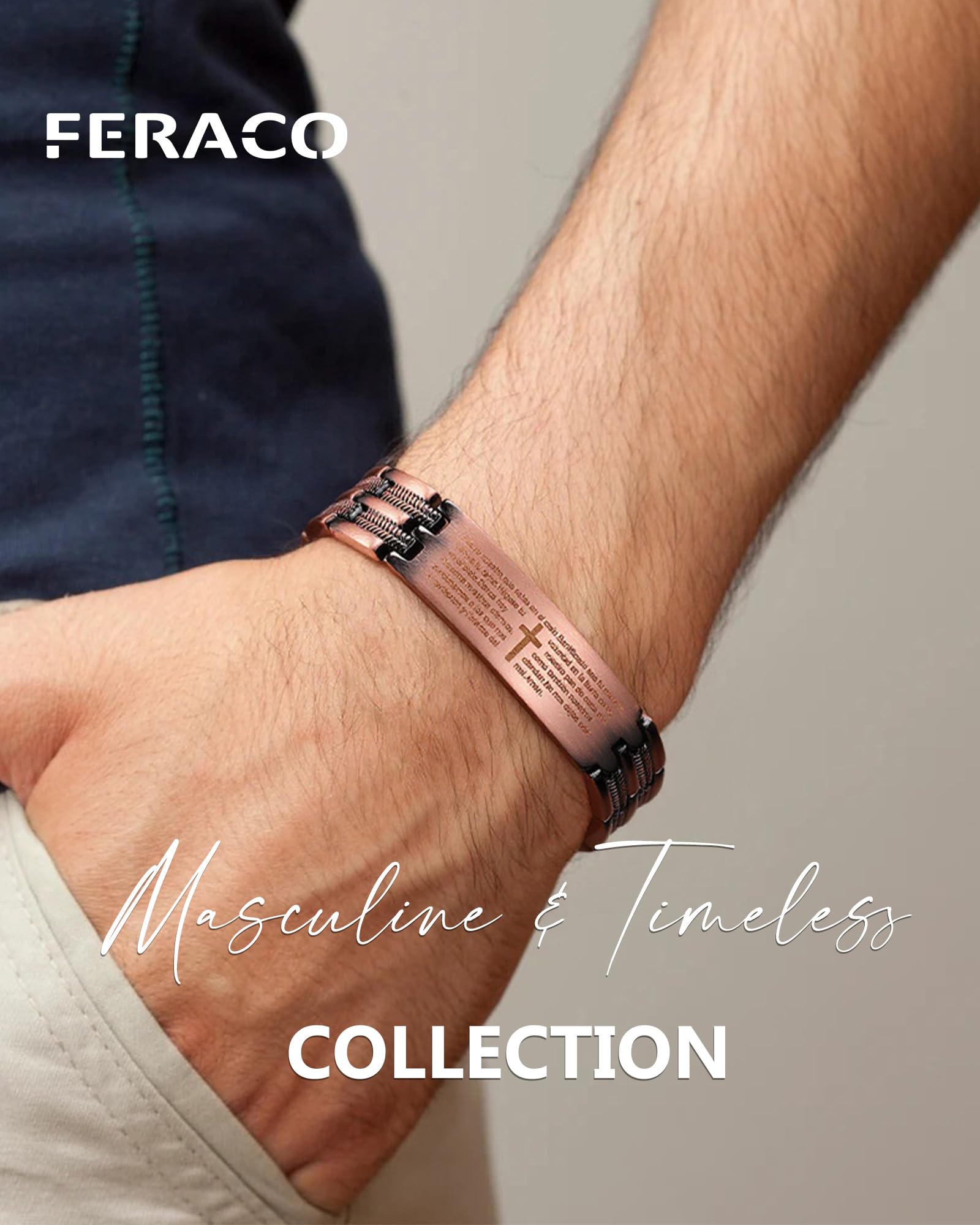 Feraco pulsera cobre con imanes 3800 Gauss, uso diario.