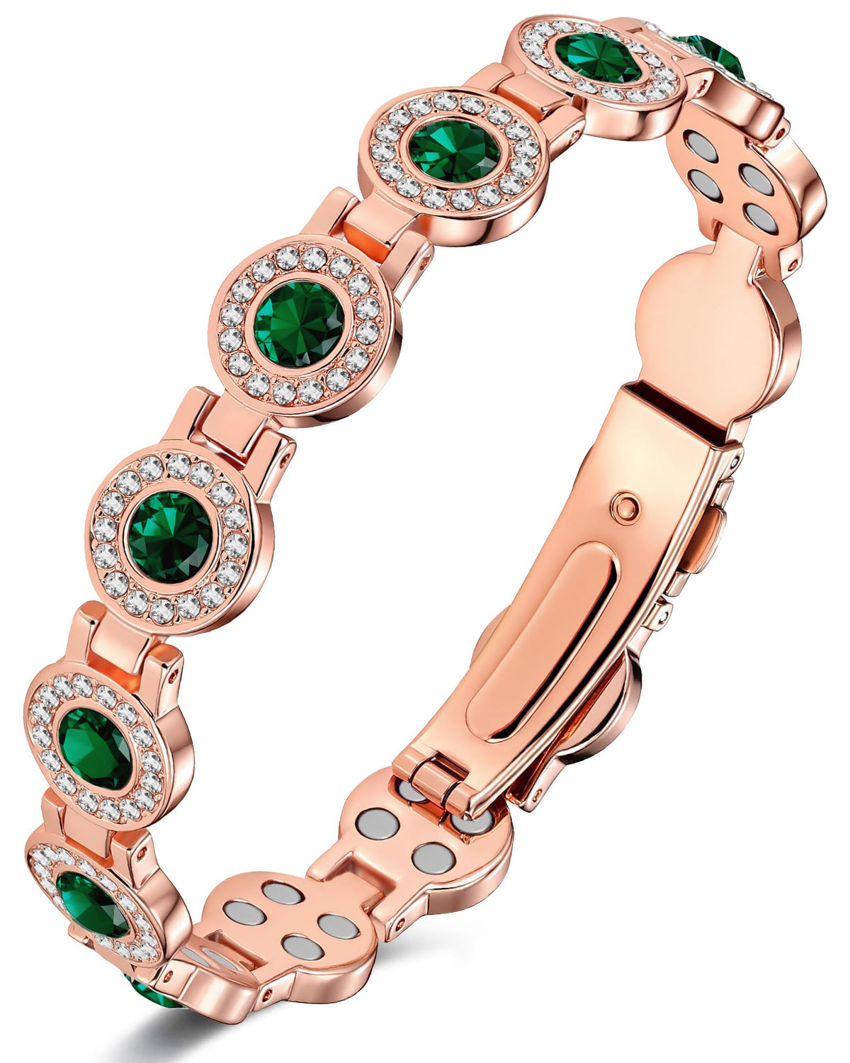 Feraco pulsera de cobre para mujer con cierre plegable, uso diario y seguro.