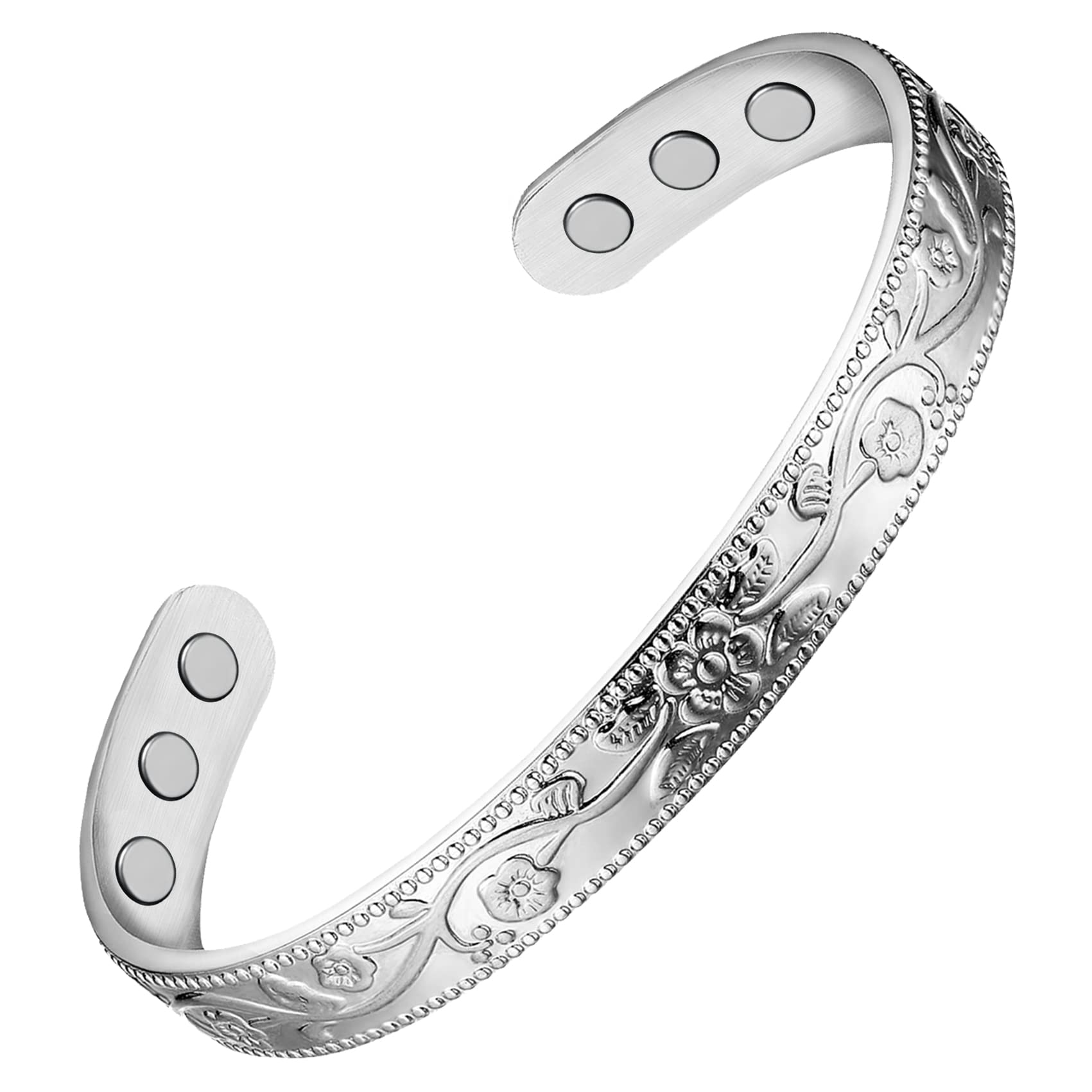 Pulsera Feraco de cobre para mujer con 6 imanes, diseño magnético potente para uso diario.