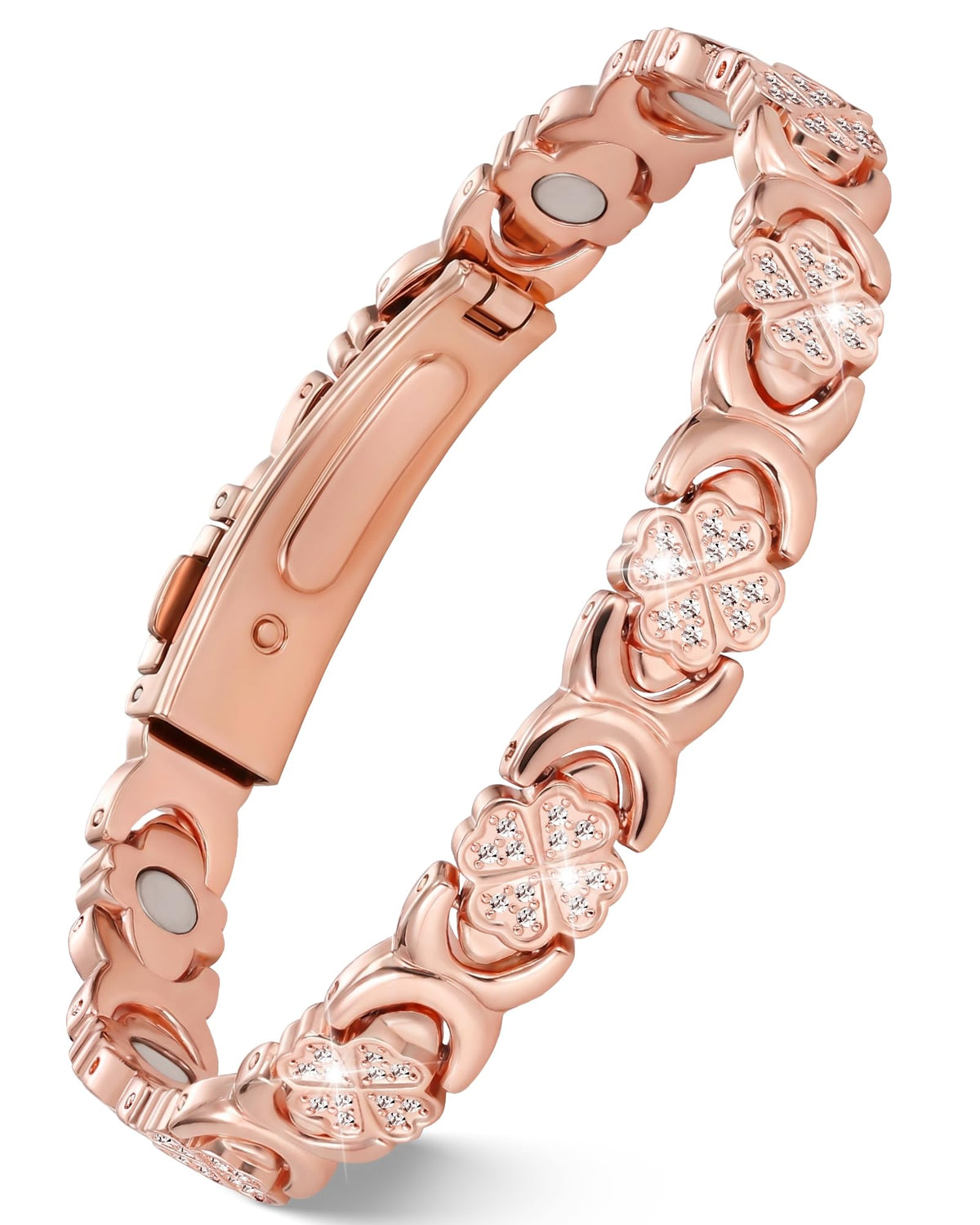 Feraco pulsera cobre mujer infinito trébol con zirconia: elegancia diaria