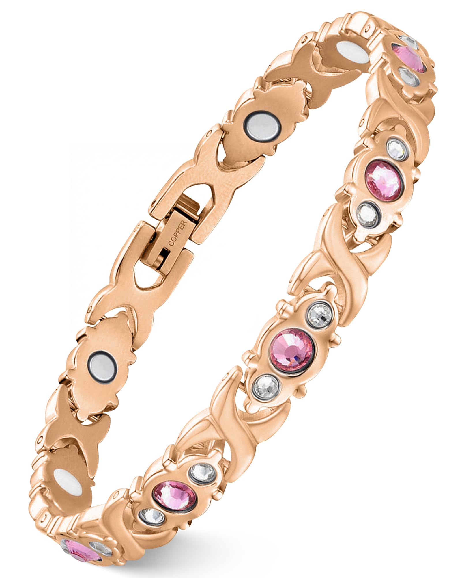 Pulsera Feraco de cobre para mujer, vista general, estilo elegante para cualquier ocasión.