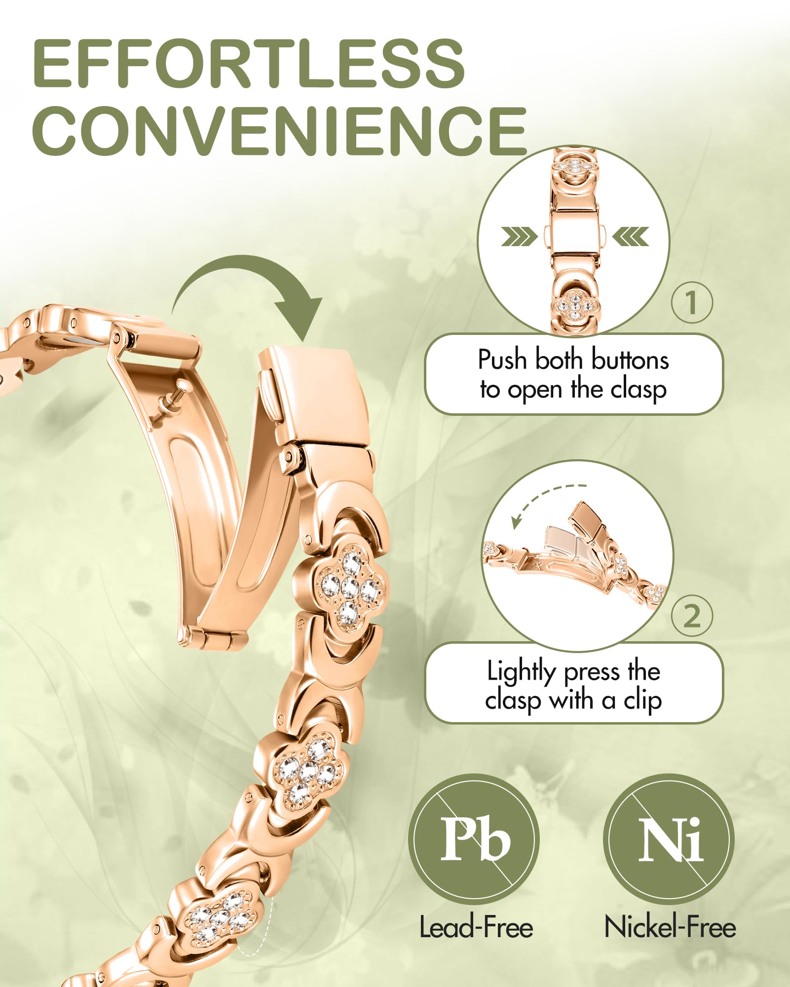 Pulsera Feraco en cobre tono oro rosa con ajuste cómodo.