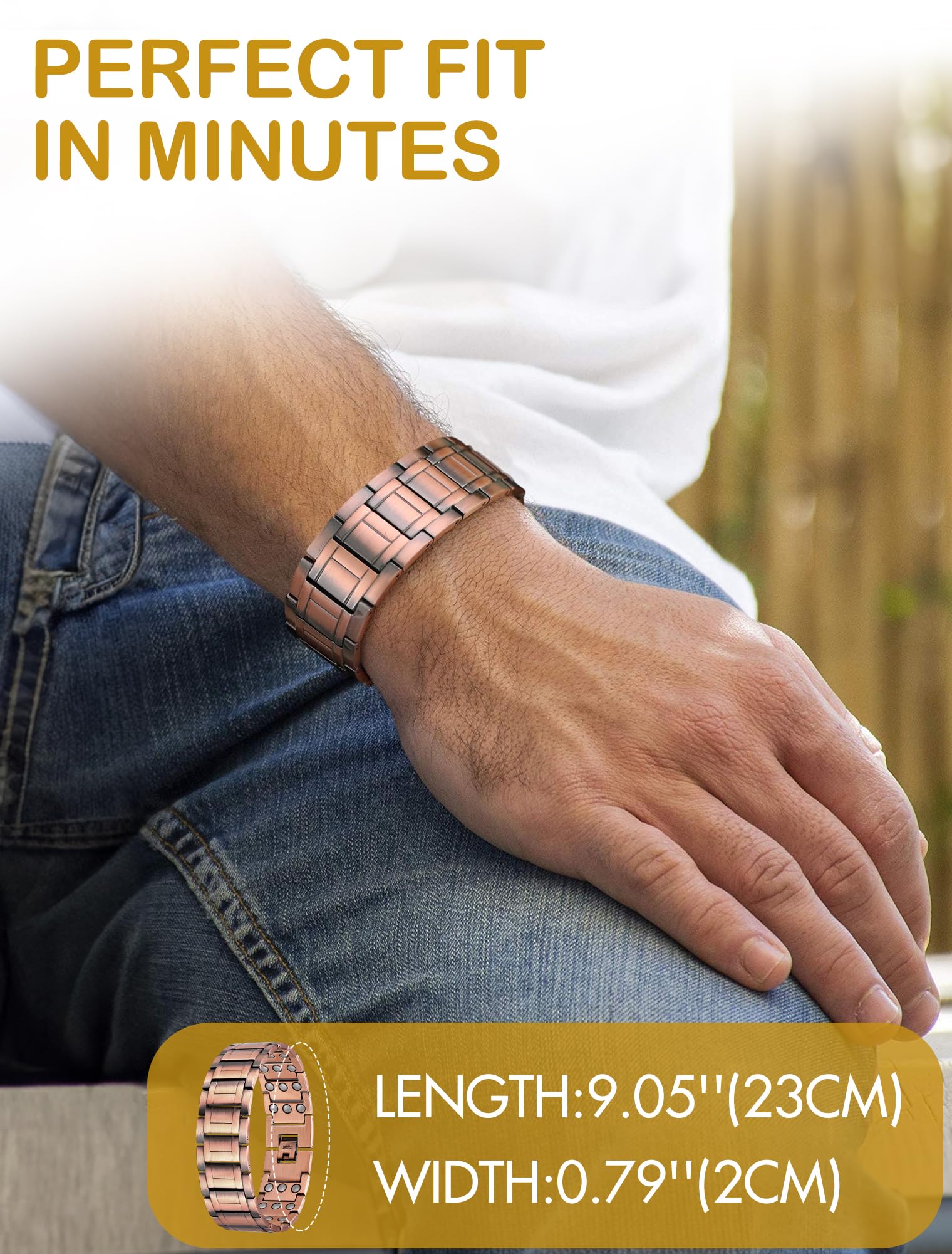 Peso de 97 g y ancho de 2 cm en la pulsera Feraco