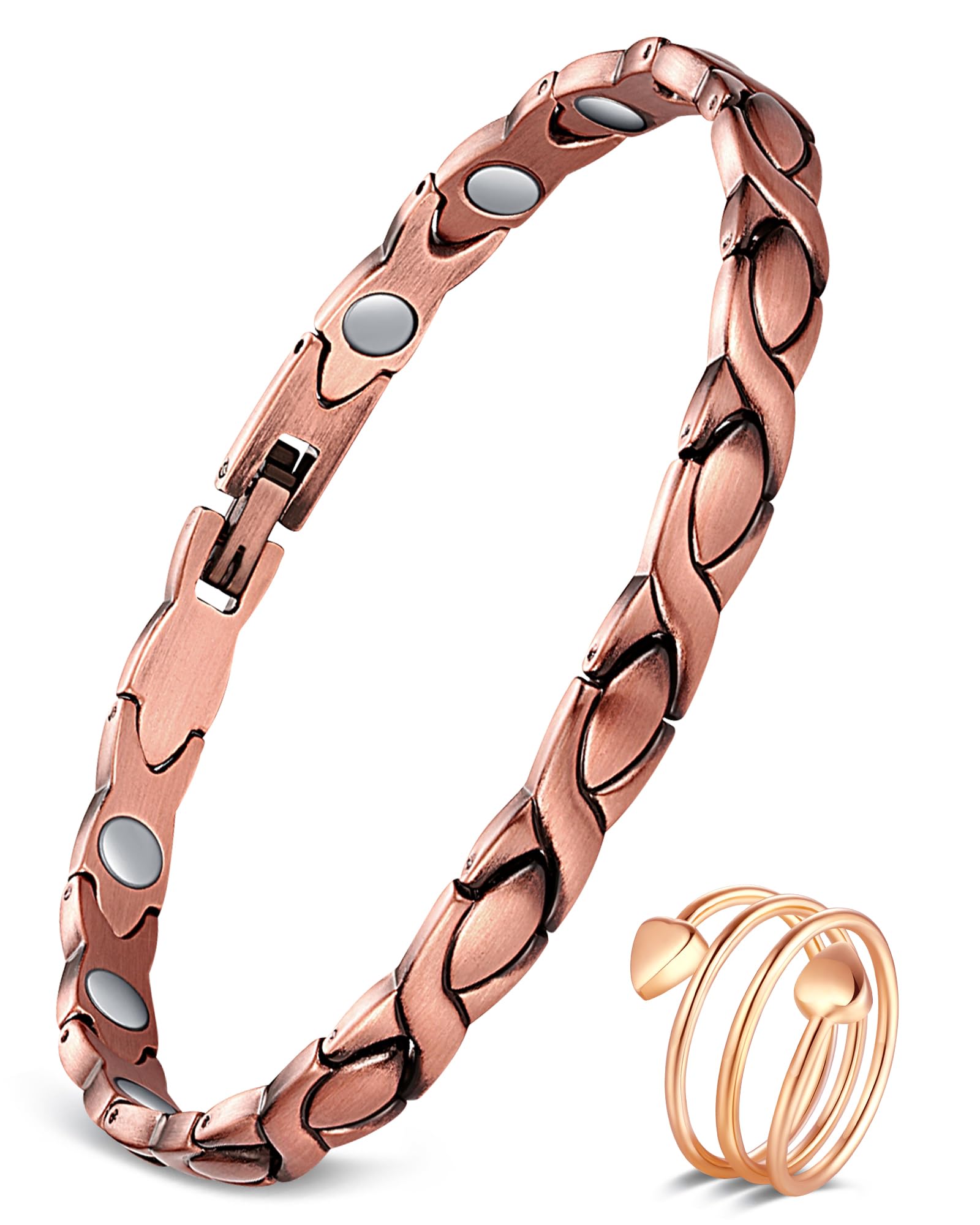 Pulsera Feraco de cobre en primer plano, estilo elegante y duradero.