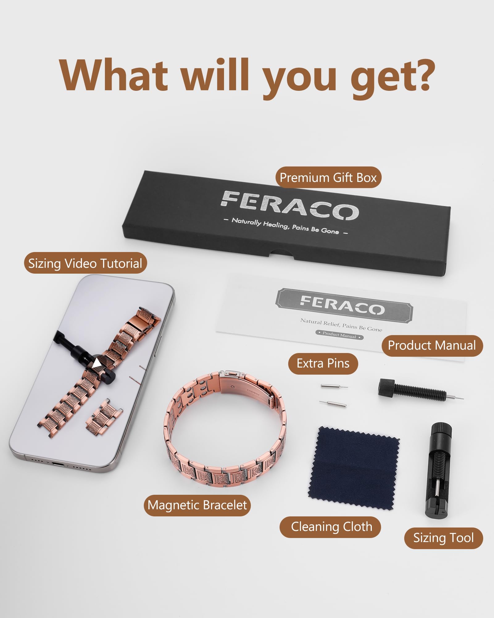 Feraco pulsera cobre como regalo, estilo versátil para ocasiones.