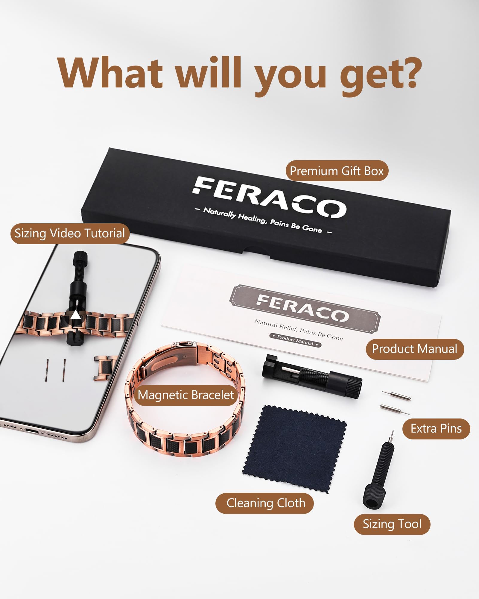 Uso diario con Feraco, pulsera de cobre acompaña ritmo y estilo.
