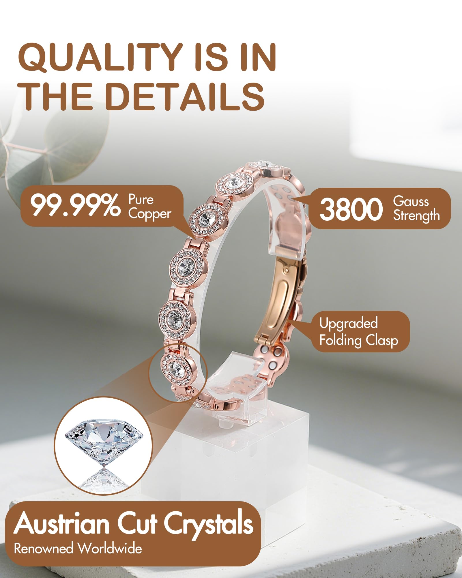 Feraco pulsera con cristales austríacos para destello radiante