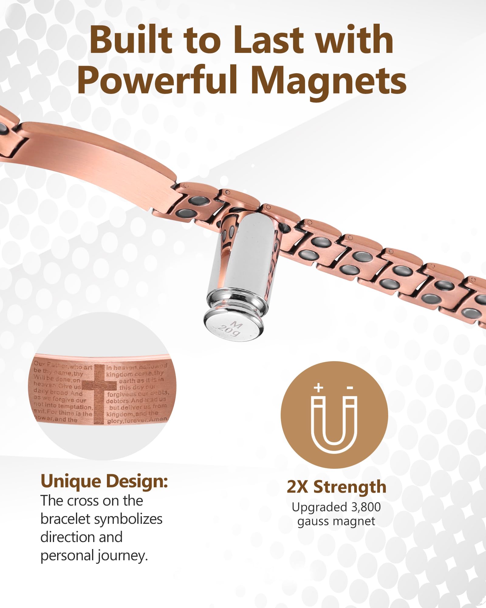Pulsera de cobre Feraco con diseño único que complementa tu estilo.