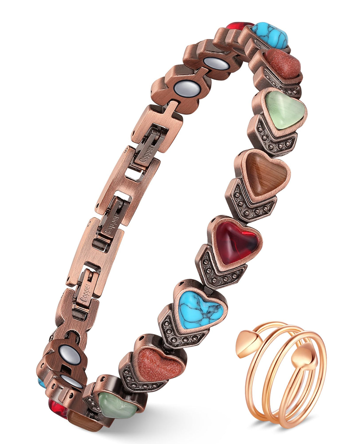 Feraco Pulsera iman 3800 Gauss con simbolo infinito y corazon para uso diario