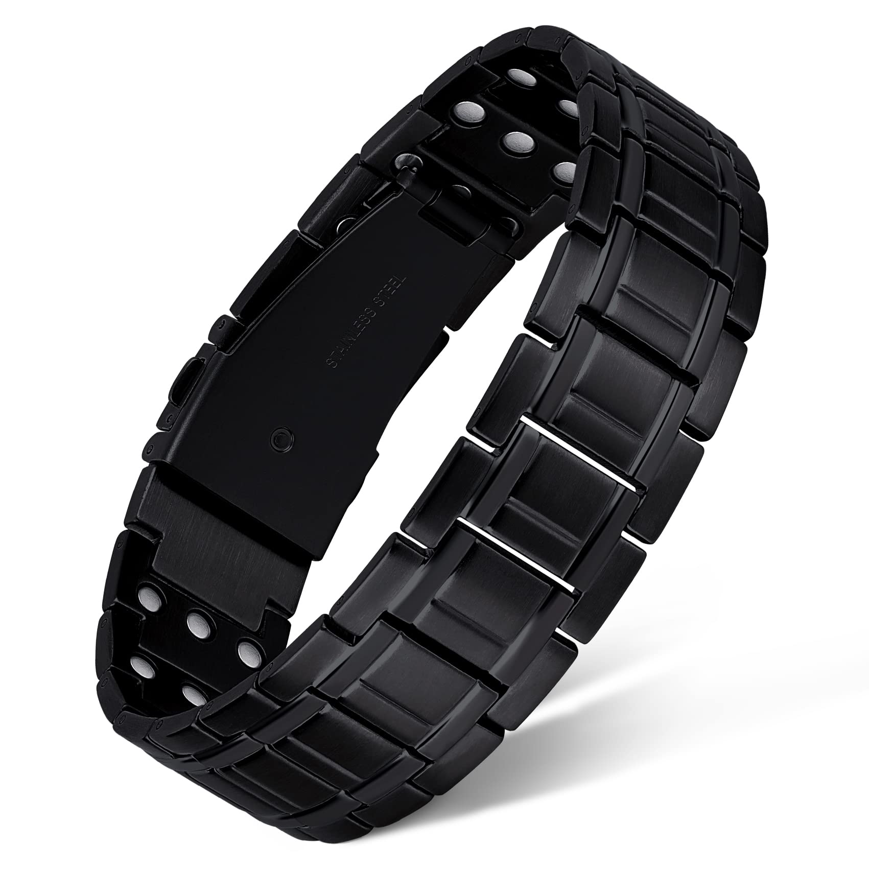 Pulsera Feraco con imanes de 3500 gauss y titanio para uso diario seguro.