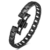 Pulsera magnética Feraco 5X en negro con cierre mariposa para uso diario elegante