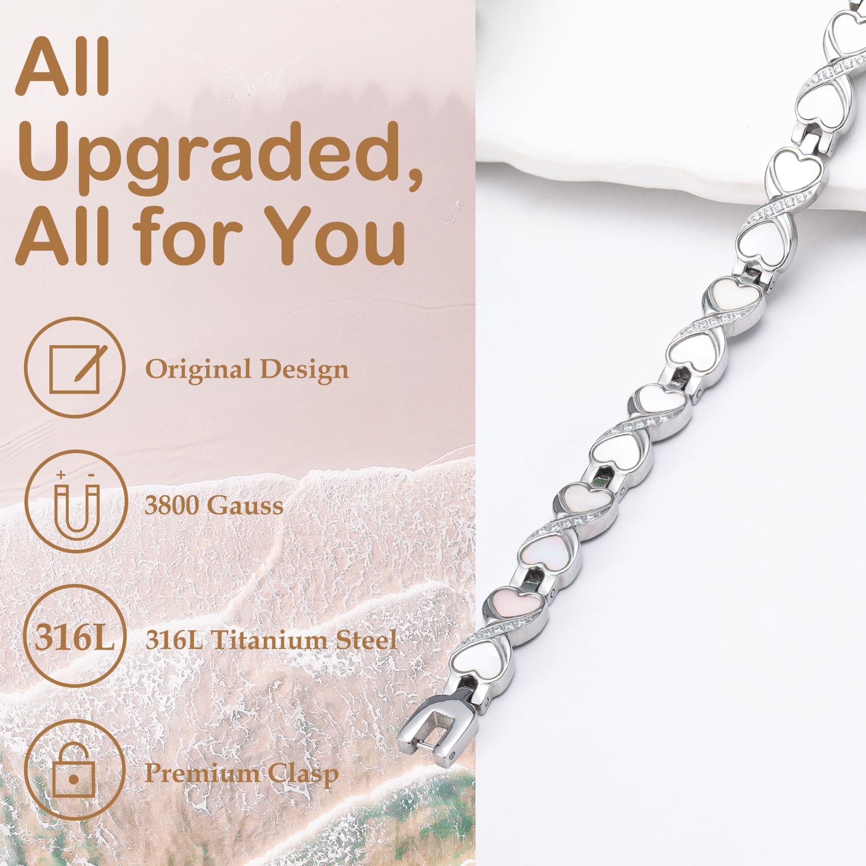 Feraco pulsera magnética, diseño Eternal Ocean para realzar cualquier conjunto.