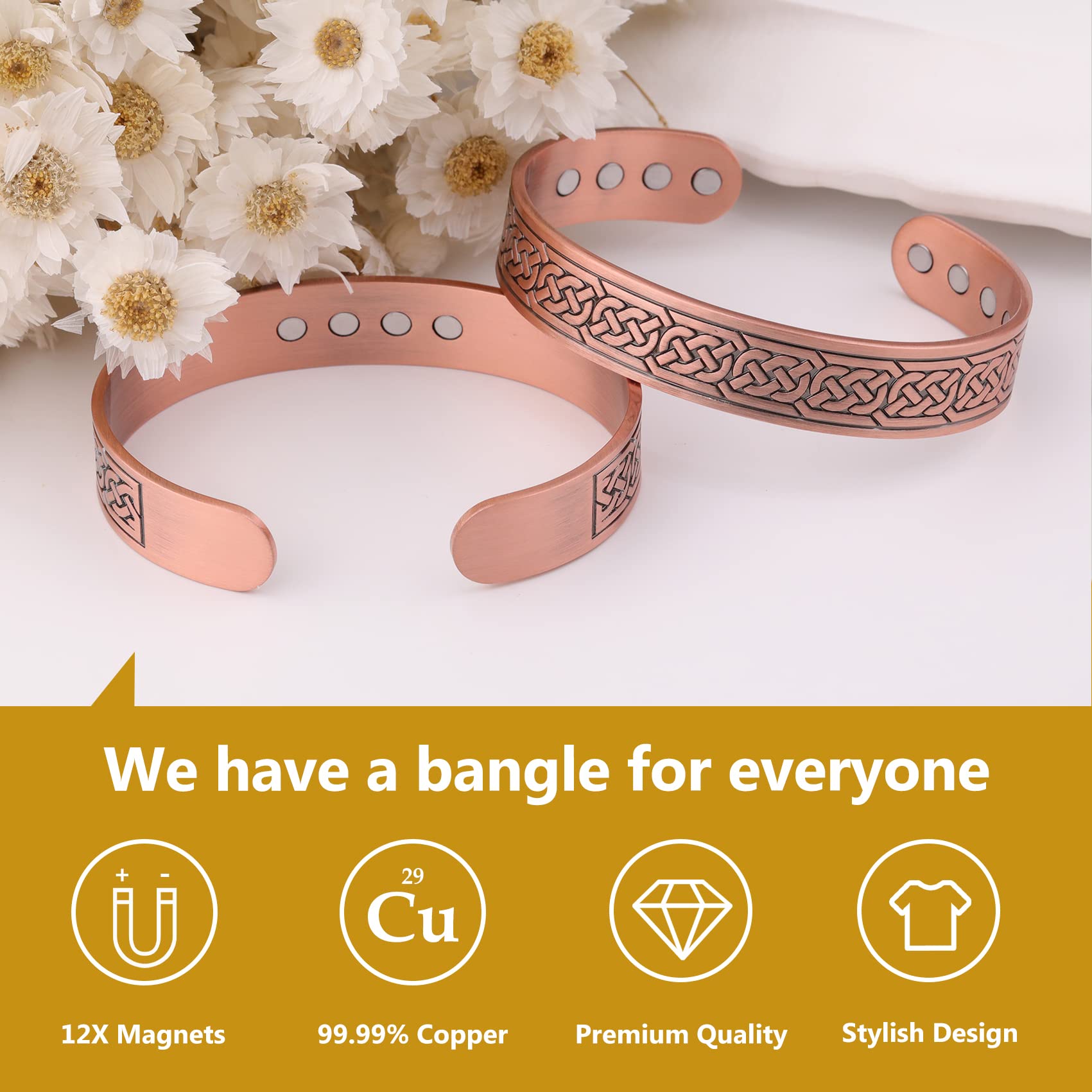 Diseño tallado elegante de la pulsera cobre Feraco para combinar con otros accesorios