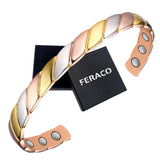 Pulsera magnética Feraco de cobre para mujer, vista frontal, estilo diario.