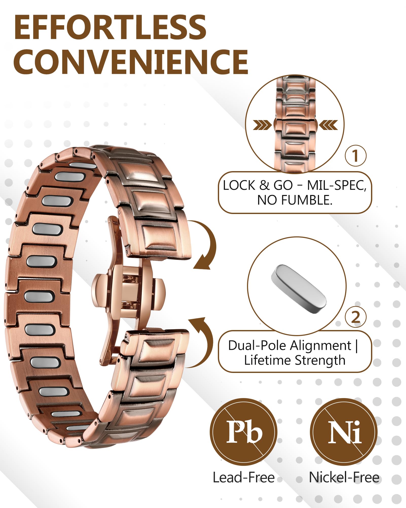 Presentación regalo elegante Feraco, pulsera magnética de cobre como detalle sofisticado