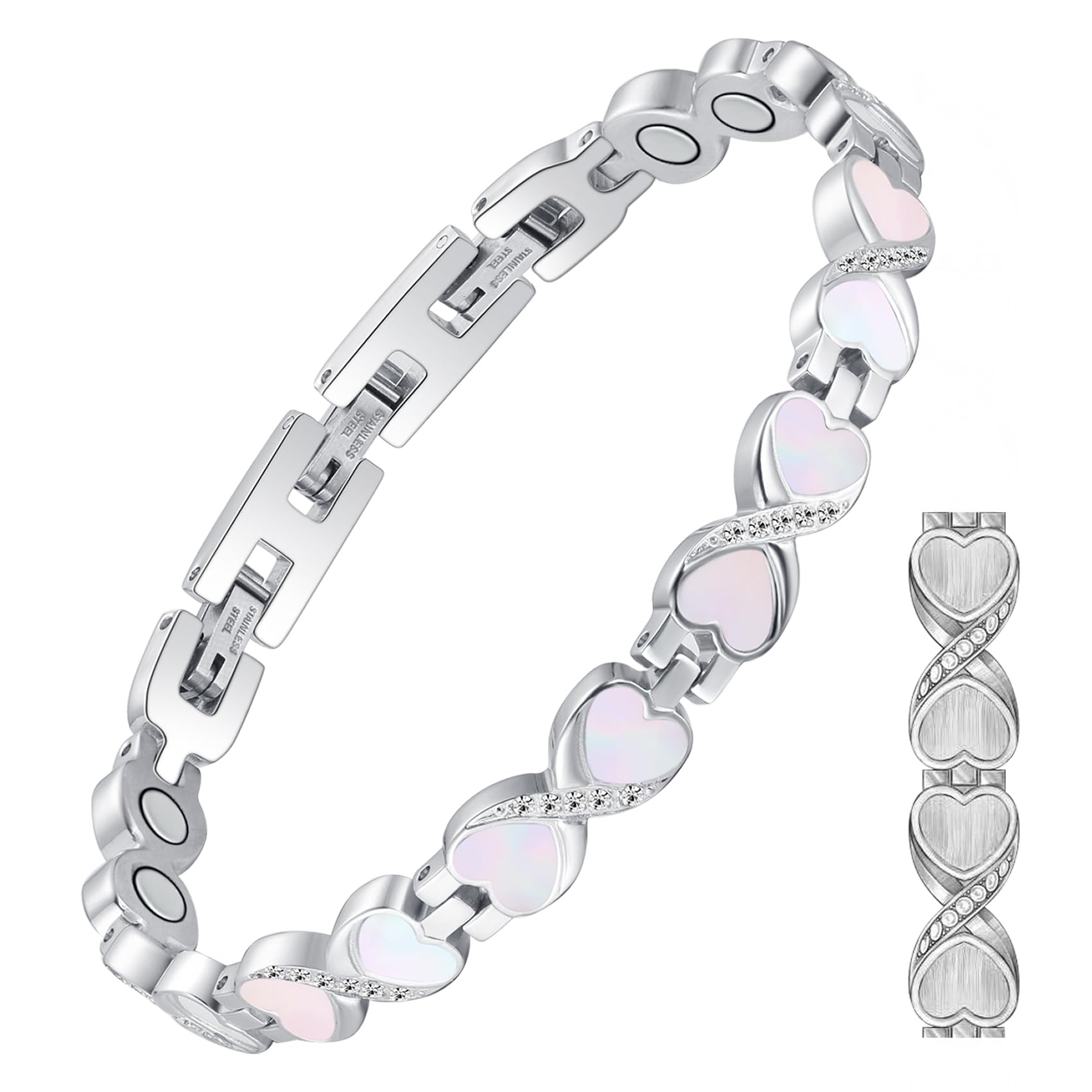Feraco pulsera magnética para mujer con diseño océano eterno y zirconia brillante.