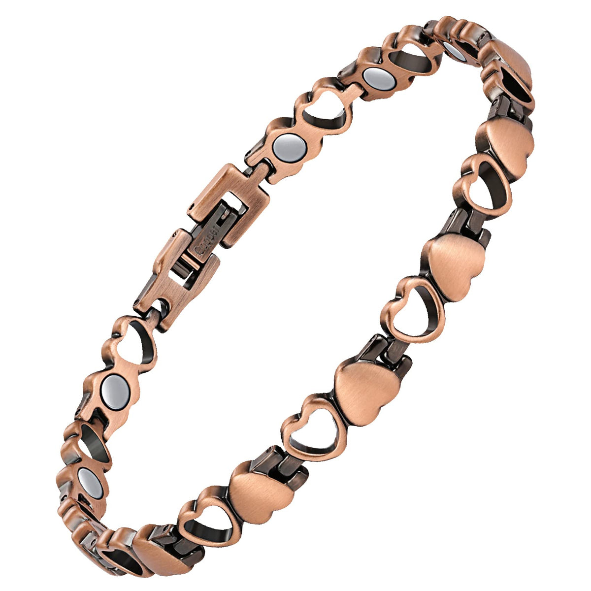 Feraco pulsera tobillo cobre con corazón, complemento elegante para cualquier ocasión.