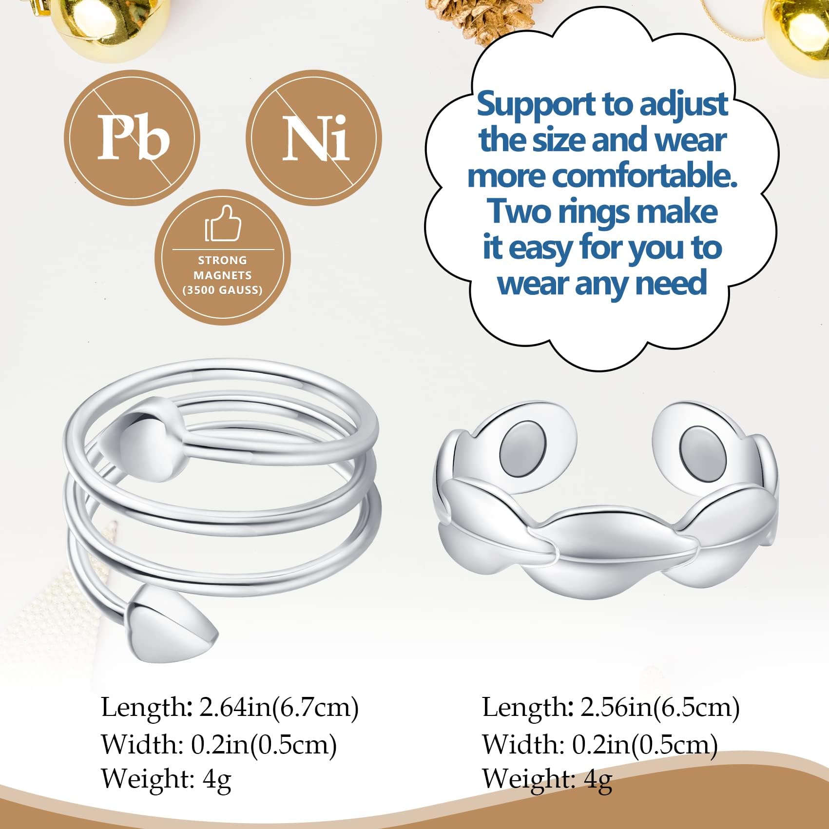 Feraco regalo para mujer, conjunto de dos anillos para estilos.