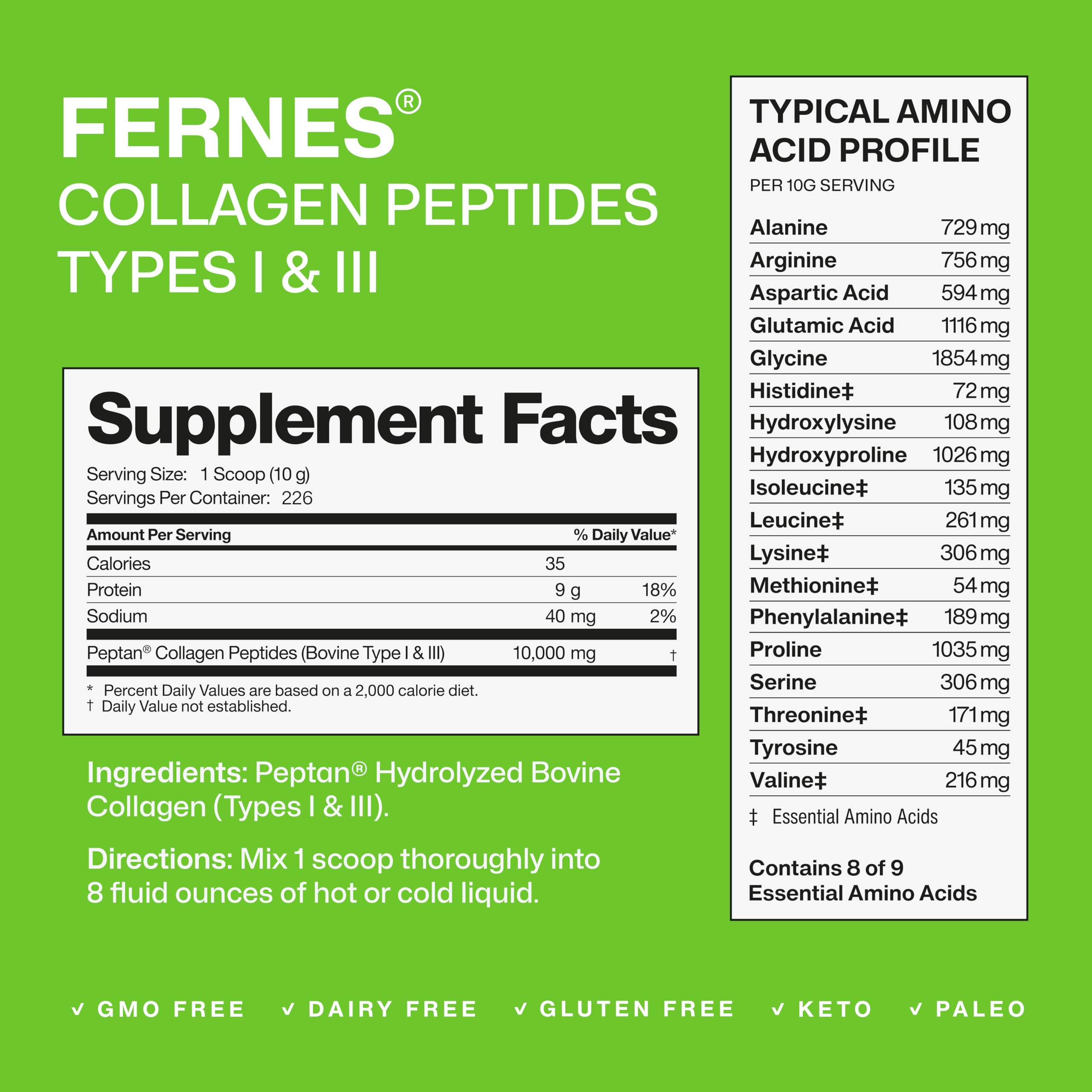 Fernes Collagen mezcla bebida sin sabor: ideal para dietas sin olores
