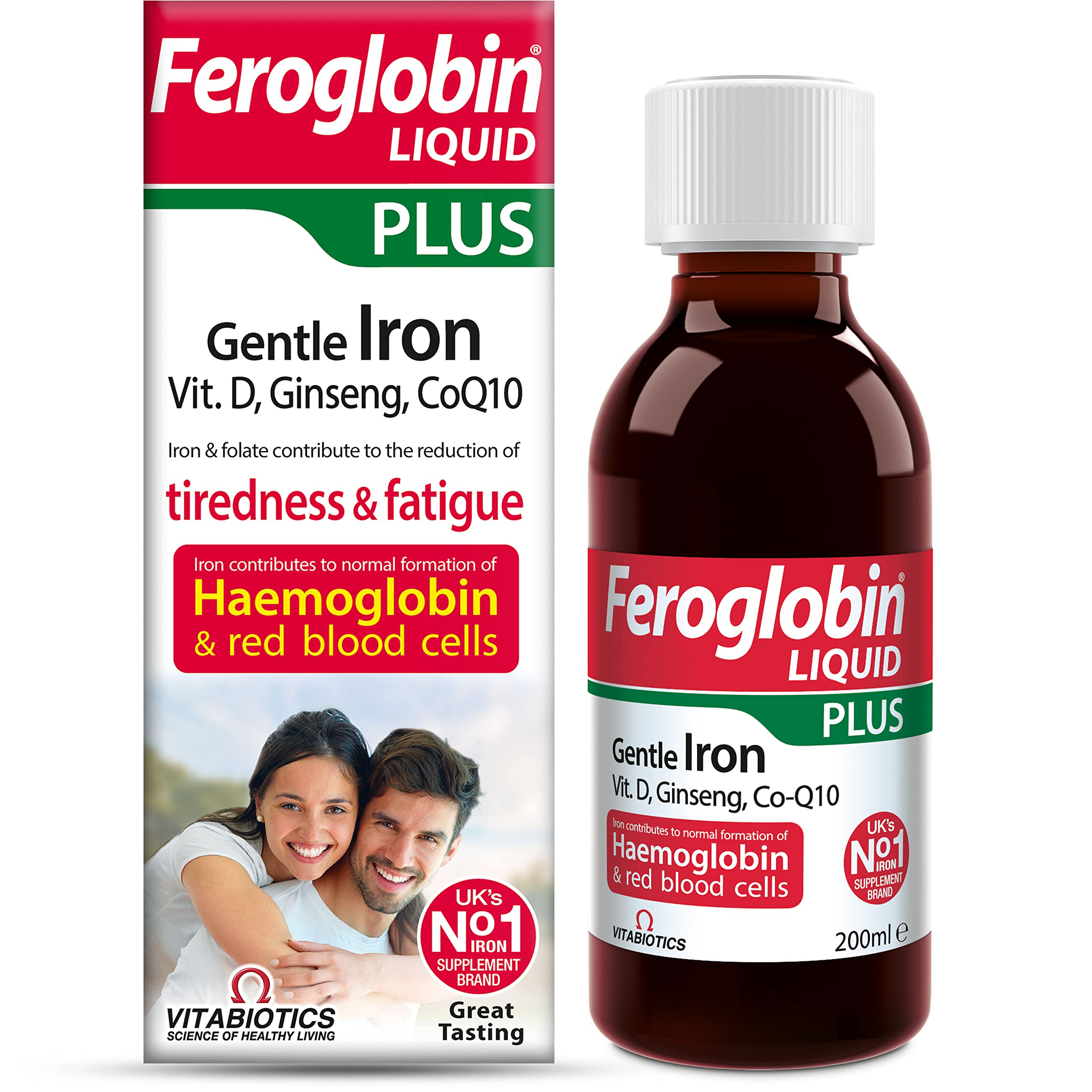 Feroglobin 200ml botella frontal, fácil de administrar para apoyar la energía diaria.