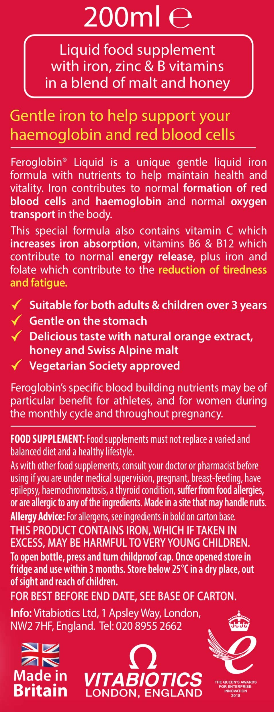 Feroglobin uso familiar apto para toda la familia, especialmente niños