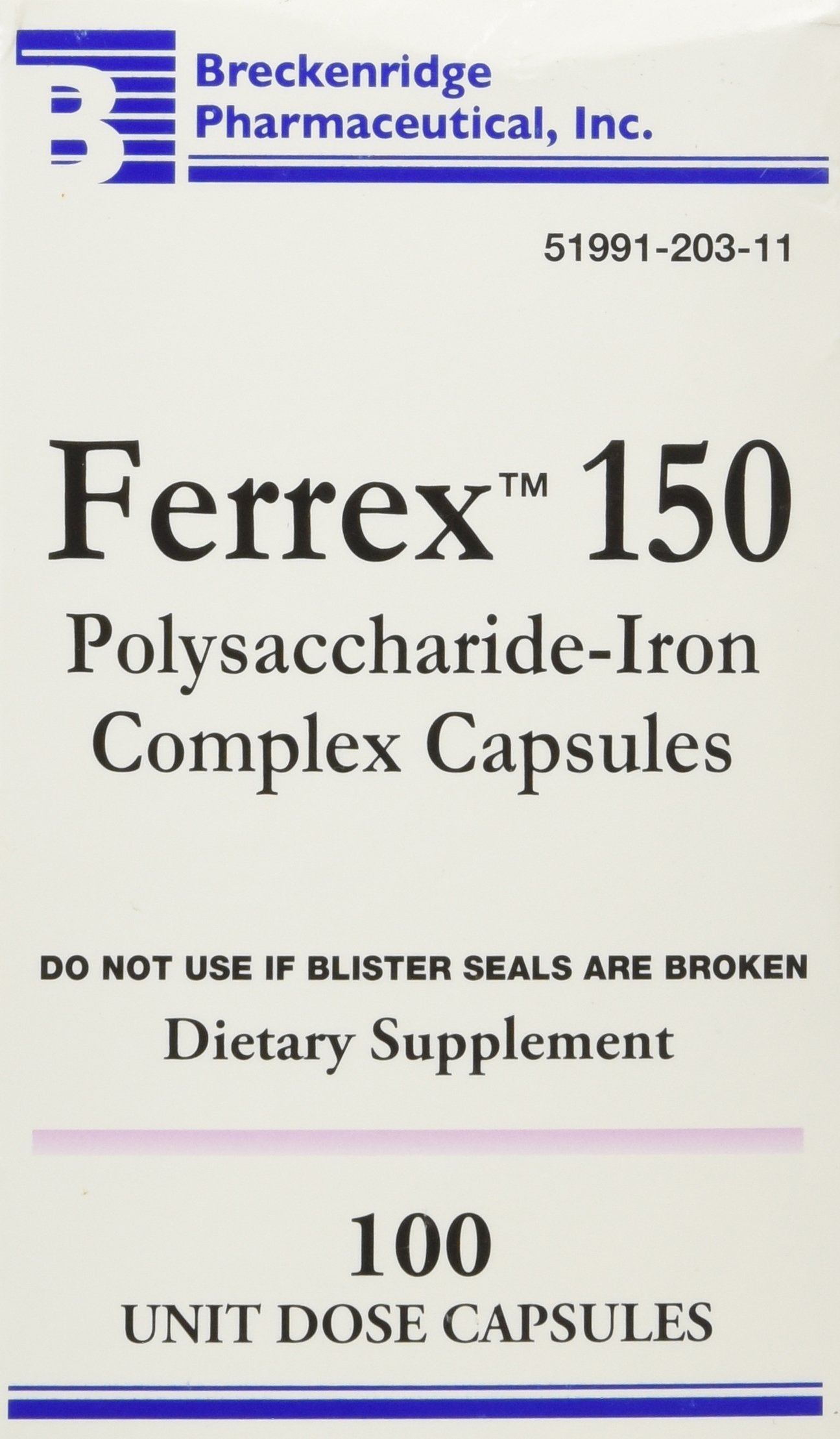FERREX-150 botella: suplemento diario suave para el estómago.